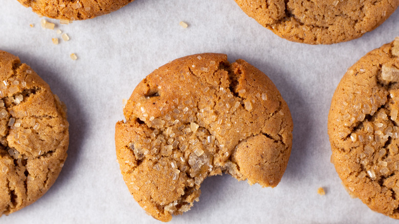 Ginger molasses cookies on tray