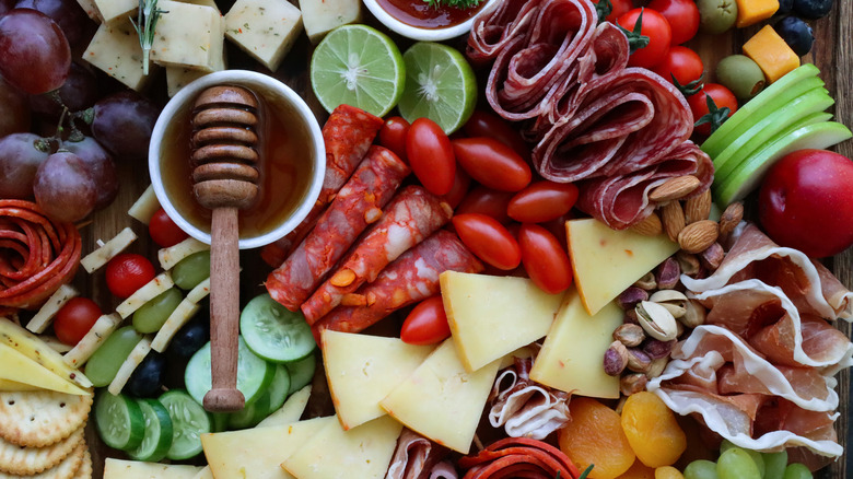 fully loaded charcuterie board 