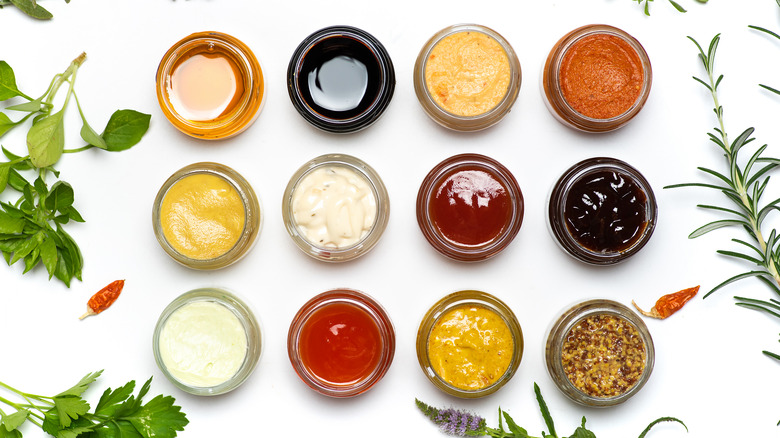 variety of sauces and dips