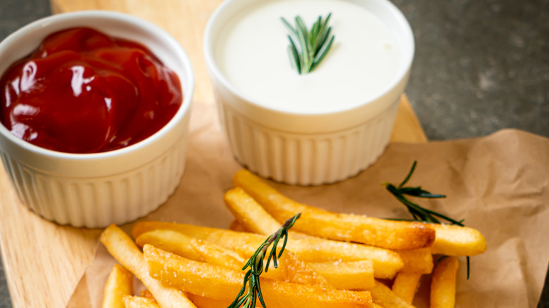 ketchup mayonnaise and french fries