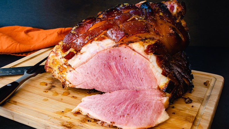 Ham on cutting board