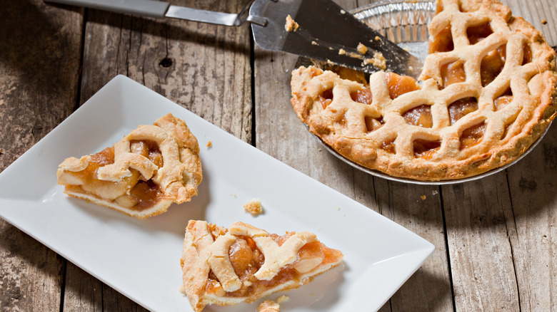 Apple pie with tin background