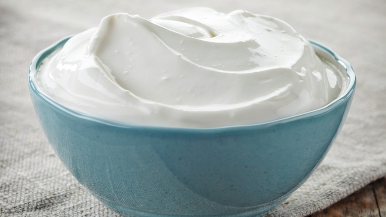 Sour cream in bowl