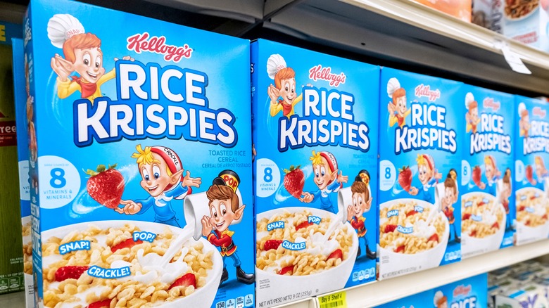 Rice Krispies cereal boxes