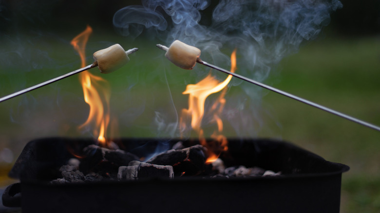 marshmallows over grill