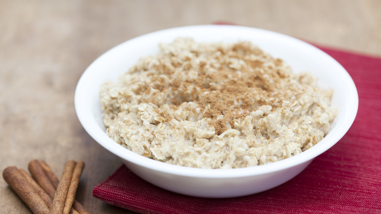 bowl of oatmeal with cinnamon