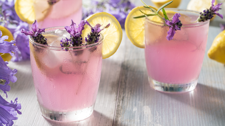 Lavender cocktail with lemon slices