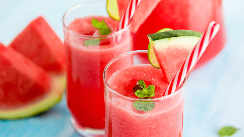 Watermelon lemonade drinks with garnish