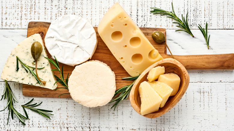 cheese board with olives 