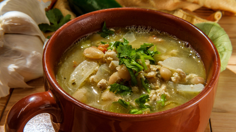 chili verde in a bowl