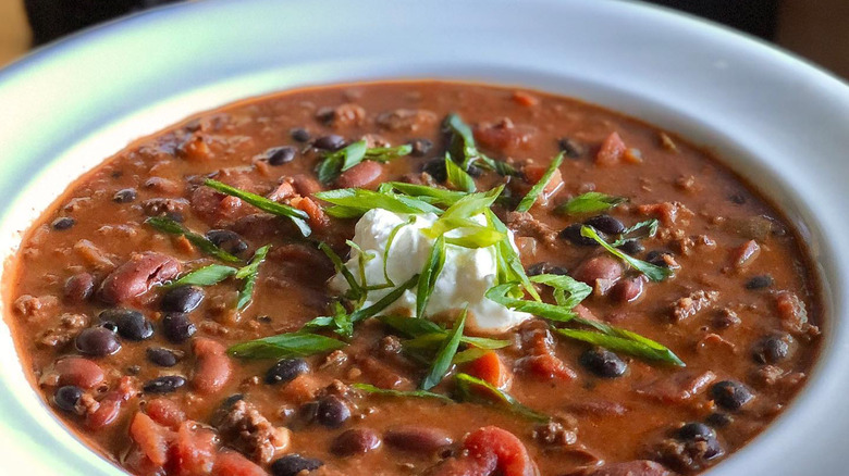 chorizo chili in bowl