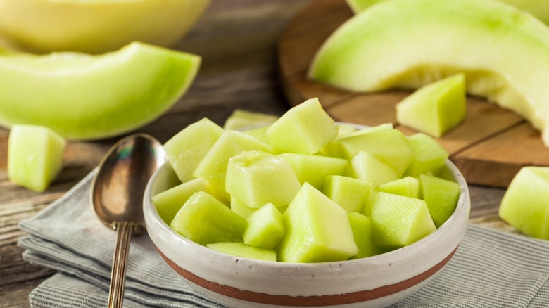 Bowl of honeydew chunks