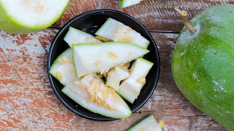 Winter melon sliced in bowl