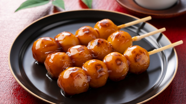 three skewers mitarashi dango 