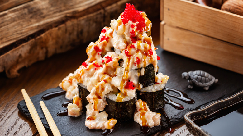 Volcano roll sushi