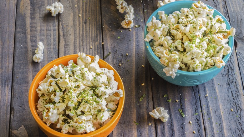 Bowls of seasoned popcorn