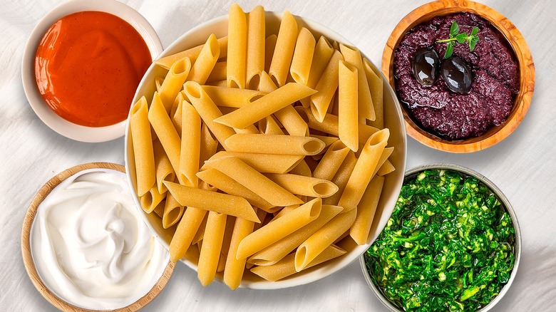 Pasta with condiments