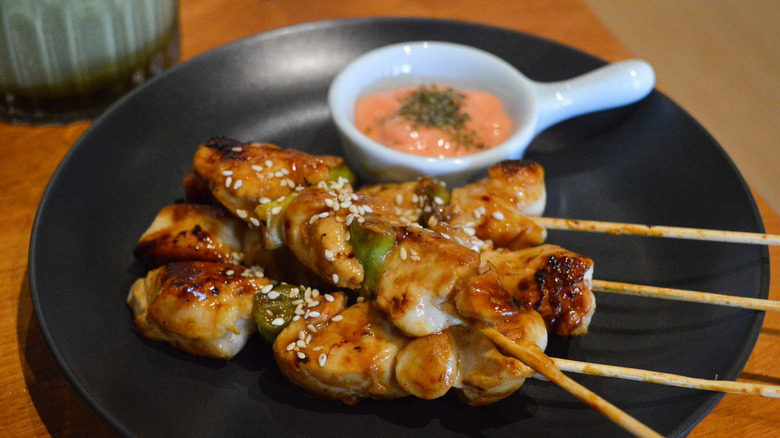 Chicken satay with dipping sauce