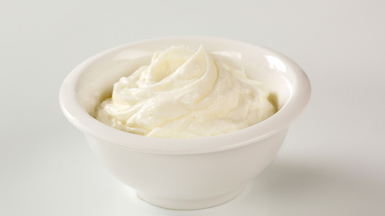 Mascarpone cheese in bowl