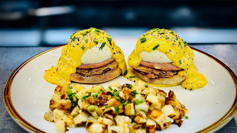 Southern eggs benedict on plate