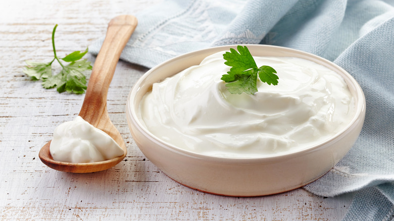 sour cream in a bowl