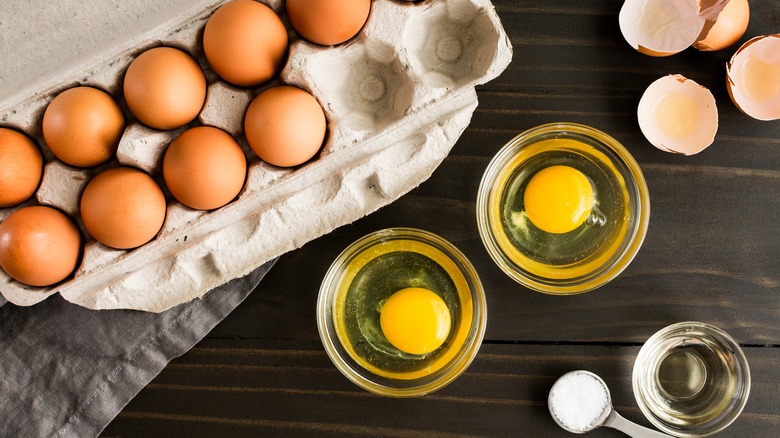 raw egg with carton