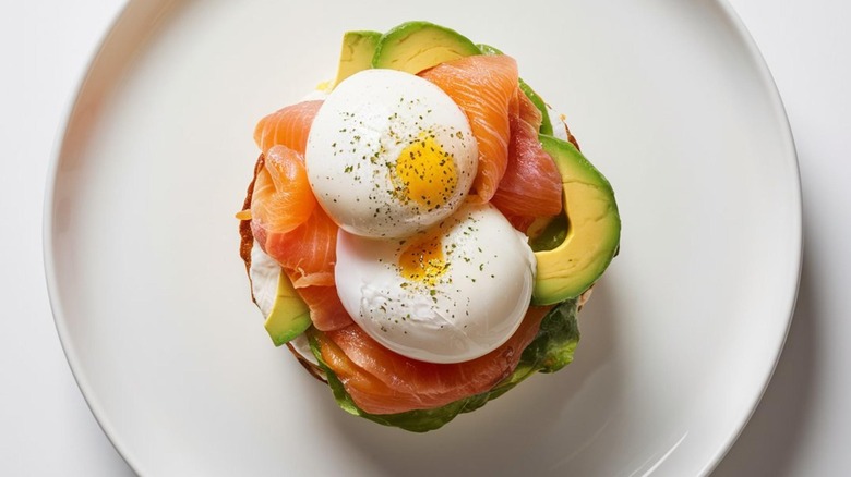 salmon avocado english muffin