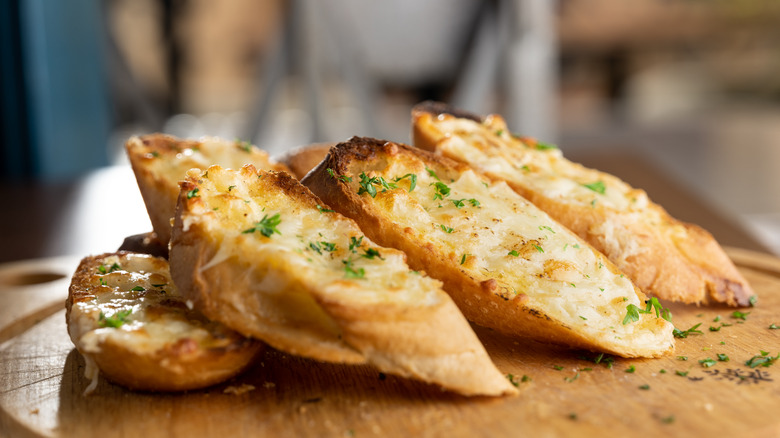 garlic bread on board