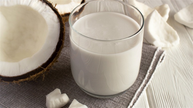 glass of fresh coconut milk