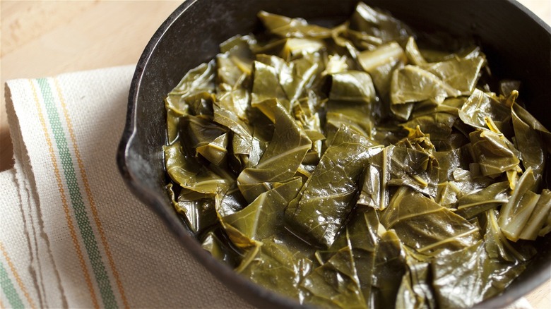 skillet of collard greens