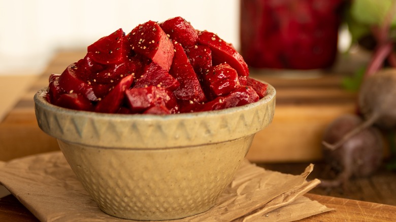 Beets in tan bowl 