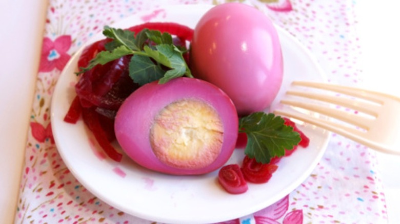 Pink hard-boiled egg 