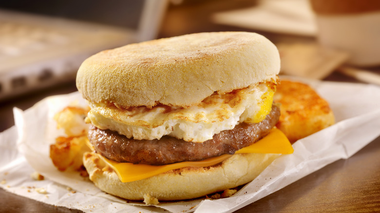 breakfast sandwich with patty