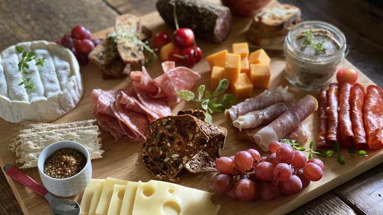 charcuterie board on table