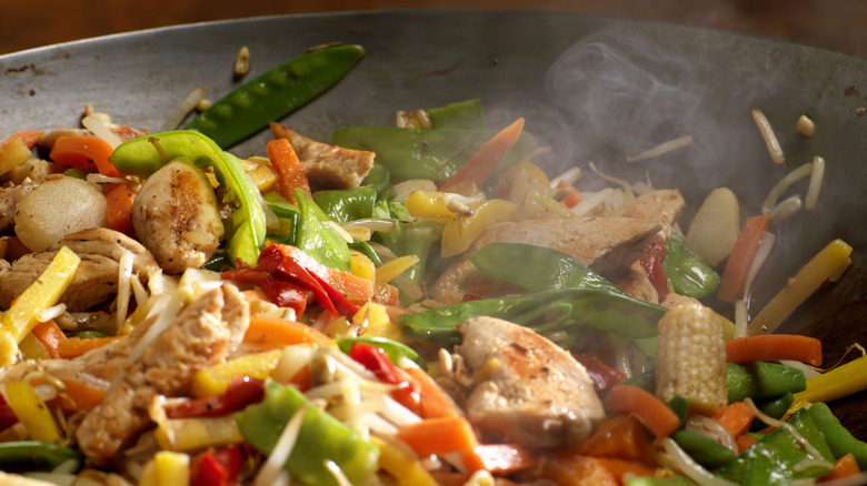 Assorted vegetables in pan