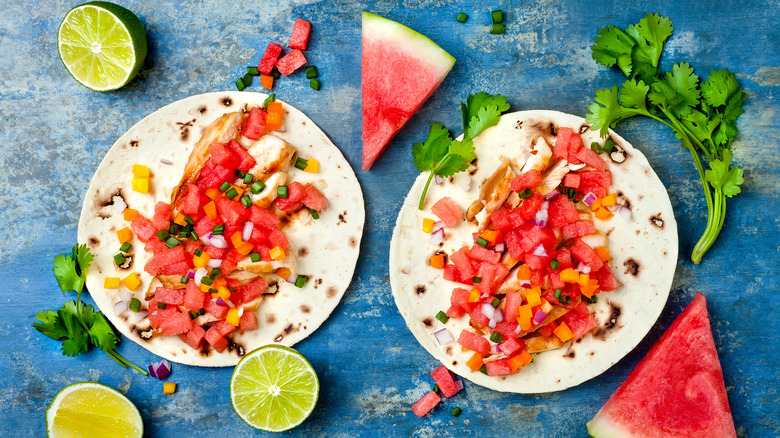 Tacos with watermelon salsa