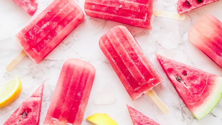 Watermelon fruit and popsicles