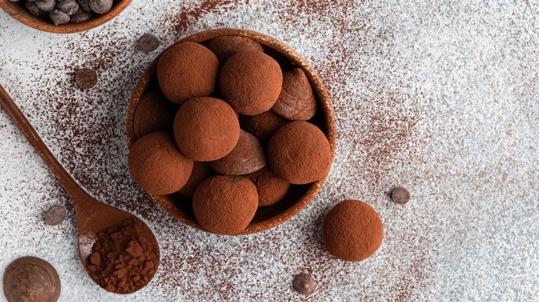 Chocolate truffles in a bowl