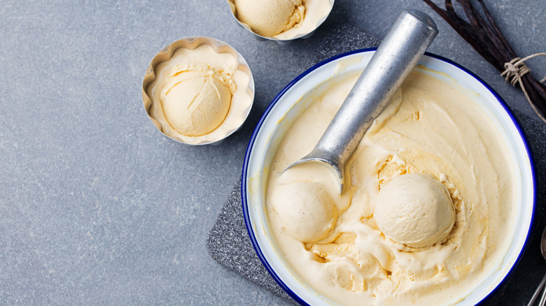 Scooping homemade ice cream