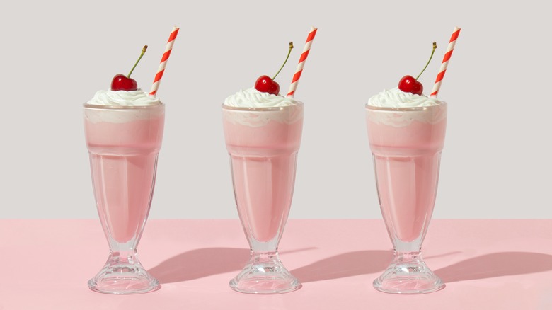 Milkshakes in glasses