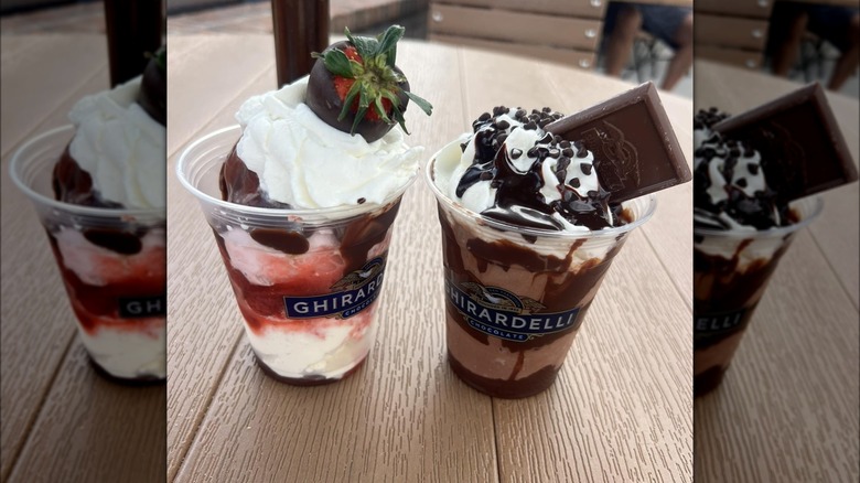 two Ghirardelli sundaes