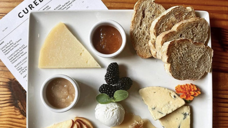 Cheese platter at Cured