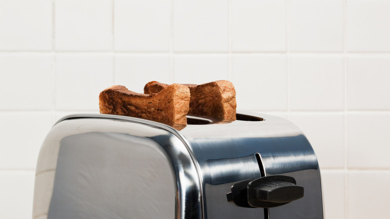 Bread popping up from toaster