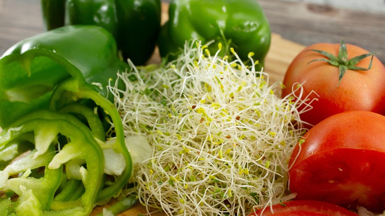 Alfalfa sprouts with vegetables