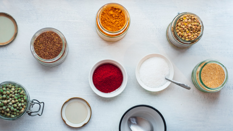 Spices in glass jars