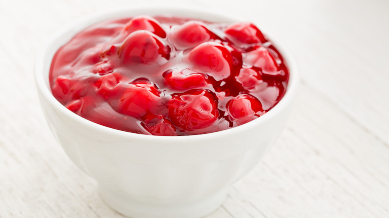 Bowl of cherry pie filling