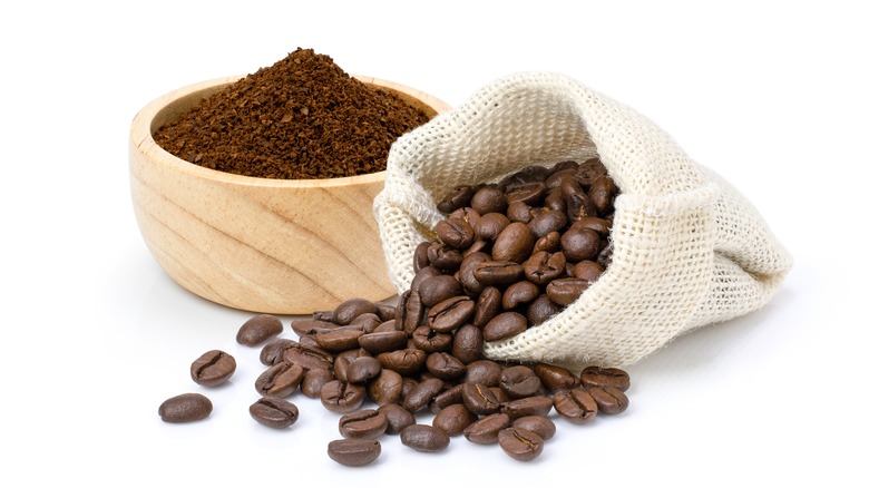 Coffee beans and grounds