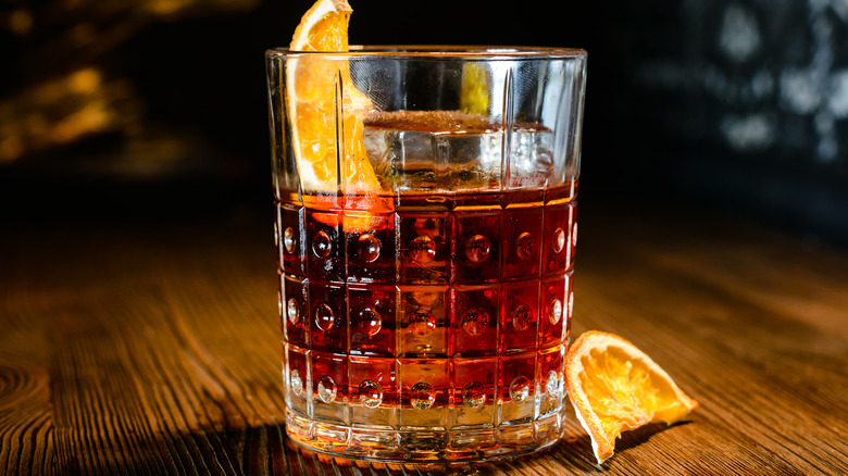 Negroni with big ice cube