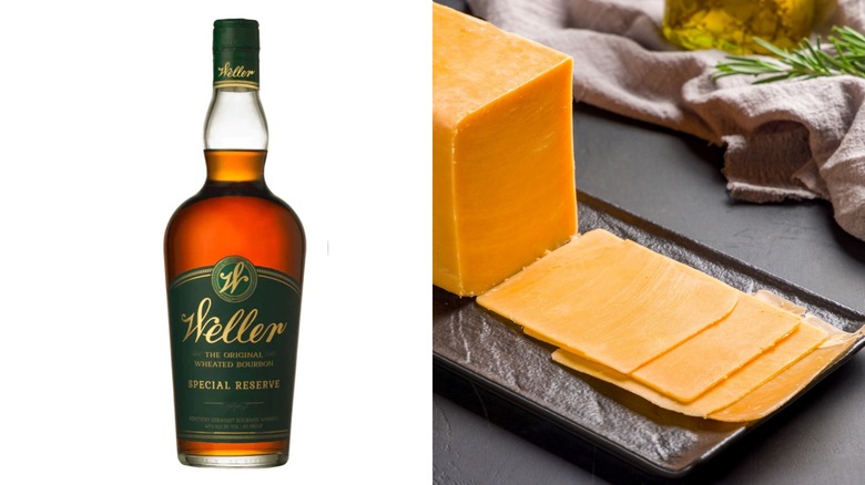 Whiskey glass and cheddar slices