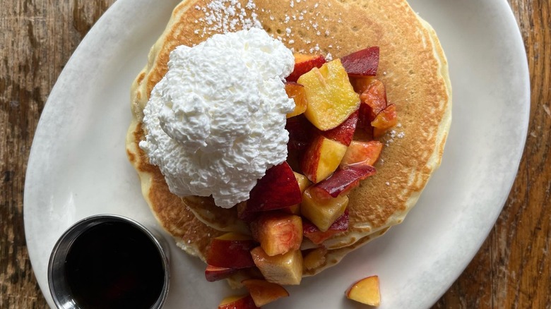 Ria's Bluebird pancakes with peaches